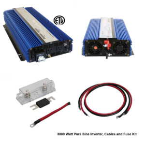 3000 Watt Pure Sine Inverter Kit w/ Cables, Remote & Fuse