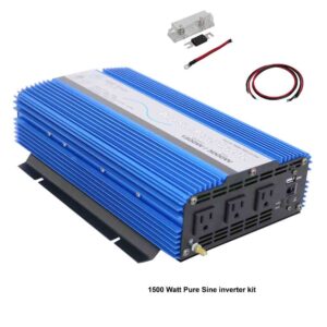 1500 Watt Pure Sine Power Inverter Kit w/ Cables, Remote & Fuse