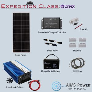 EC: LYNX Solar Kit 100 Watt Slim & Narrow Panel, 1.28 kWh Battery,  Inverter 1000 Watt | Complete Solar Power Kit for Mobile Setups or Small Off-Grid