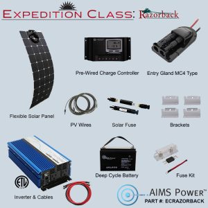 EC: RAZORBACK Solar 130 Watt Flexible, Inverter 600 Watt & 1.28 kWh Battery | Complete Solar Power Kit for RVs and Mobile Setups