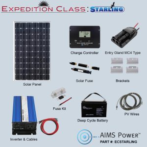 EC: STARLING Solar 190 Watt, Inverter 300 Watt & 1.28 kWh Battery | Complete Solar Power Kit for Satellite & Small Devices
