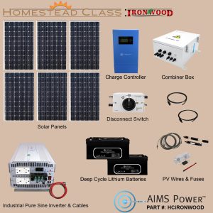HC: IRONWOOD Solar 1140 Watt, Inverter 5000 Watt & 7.98 kWh 24V Battery | Complete Solar Power Kit for Off-Grid Living