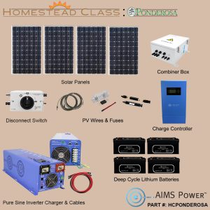 HC: PONDEROSA Solar 1320 Watt, Inverter Charger 6000 Watt & 15.9 kWh Lithium Battery  |  Complete Solar Power Kit for Large Appliances & Equipment