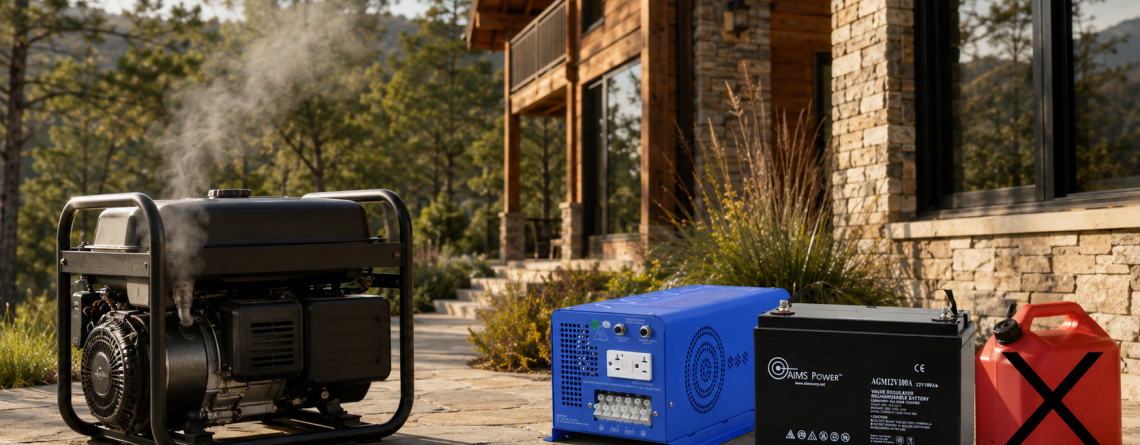 Portable Generator and Inverter powering a system