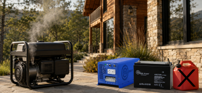 Portable Generator and Inverter powering a system